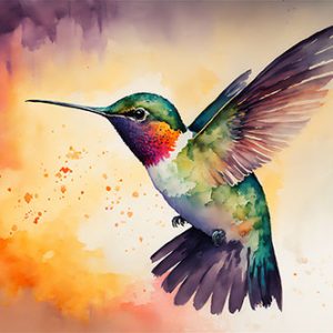 Hummingbird flying watercolor