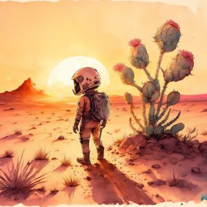Kid walking over Mars