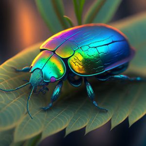 iridescent colored beetle