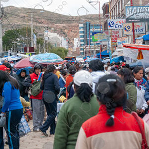 A lot of people at the market in Oruro, Bolivia