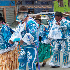 Bolivian people dancing at carnival