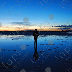 Child in Silhouette at Sunrise in Salar de Uyuni