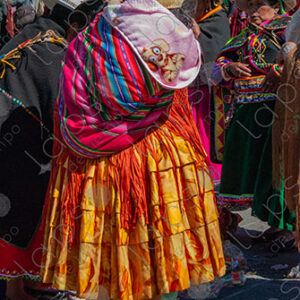Cholita Wearing Orange Skirt