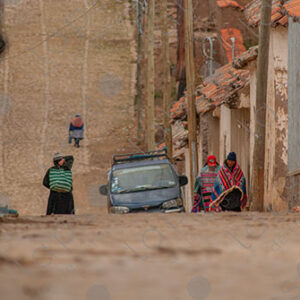 Cobblestone street slope