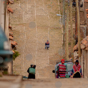 Cobblestone street slope