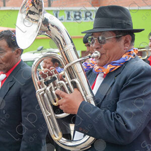 Bolivian man playing trumpet