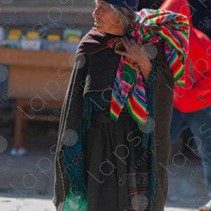 Tarabuco market environment. Elderly indigenous woman