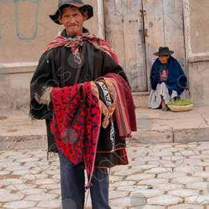 Man selling textiles