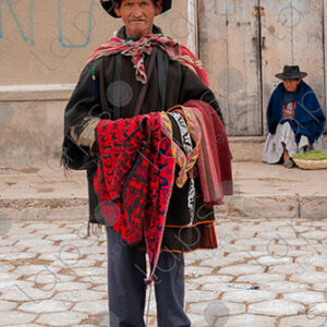 Man selling textiles