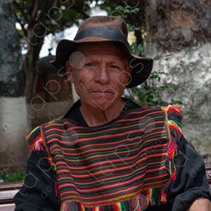 Bolivian man dressed in a poncho from Tarabuco
