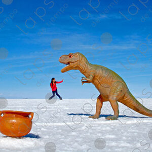 Uyuni Composition Dinosaur and Girl