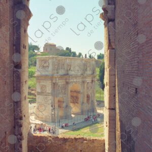 Arch Entrance to the Forum Romanum, view from Colosseum, Roma, Italy