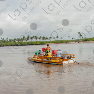Barge crossing the river