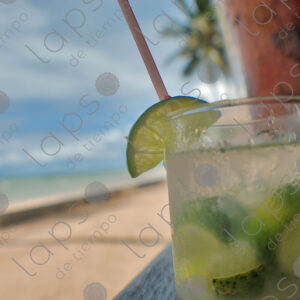 Caipirinha with Caribbean landscape