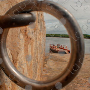 Dock cleat on the wall for tying up boats