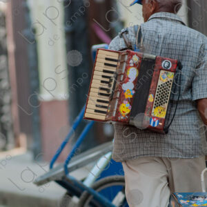 Man carrying an accordion