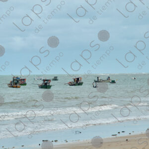 Several artisanal fishing boats in sea