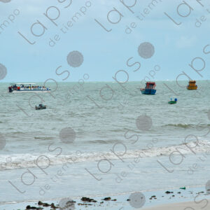 Several artisanal fishing boats in sea