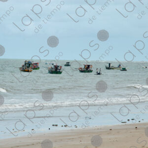 Several artisanal fishing boats in sea