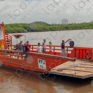 Small ferry arriving at the port
