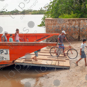 Small ferry arriving at the port