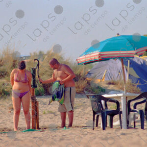Torvaianica shower on the beach, sand, Italy