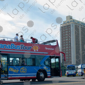 Tourist bus in Revolution Square, Havana, Cuba
