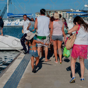 Tourists boarding a boat