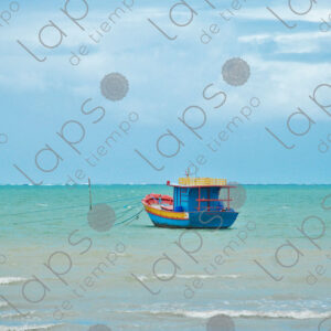 Turquoise sea and fishing boats