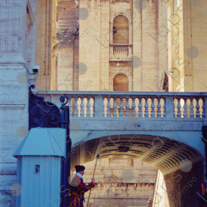 Vatican Swiss Guards standing sentry by St. Peter's Basilica, Rome