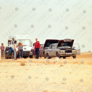 Caravan stopped on the Moroccan highway