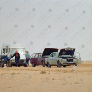 Caravan stopped on the Moroccan highway