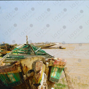 Fisherman's boat on the shores of the Senegal River in Saint-Louis, Senegal