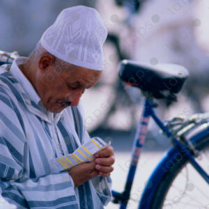 Muslim Men with Bikes and Islamic Headwear, Marrakech