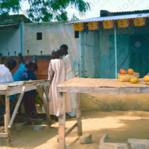 School children in Senegal seen from a moving car