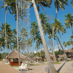 Shower running at a exterior resort